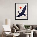 Póster Kubistika - Grulla con sol rojo