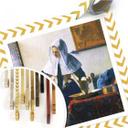 Póster Vermeer - Mujer joven con jarra de agua en la ventana - cuadrado