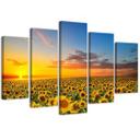 5 stykke lærredsprint, solsikker solnedgang