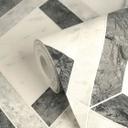 Versace Ikke-vævet tapet Tarsia diamantmønster marmorlook grå sort hvid
