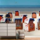 Strandstol tapet ved havet beige, blå,Illustration 2,70 x 1,59 m