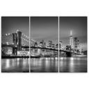 3 stykke lærredstryk, New York Brooklyn Bridge sort og hvid