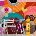 Retro PopStyleArt tapet i rødbrun - non-woven tapet Designwalls 2 - 2,55 x 3,5 m