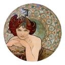 Sticker mural Mucha - Pierres précieuses : émeraude - Rond