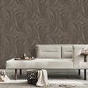 Papier peint à motifs de feuilles Elysium marron
