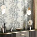 Non-woven tapet i beige træer blade jungle blomster natur 