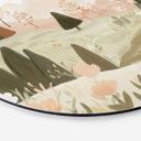 Billede af pastelfarvet bjerglandskab med blomster - Treechild - rund – print på aluminium