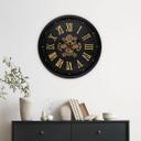 XL steampunk-vægur med roterende tandhjul og romertal | Ø46 cm