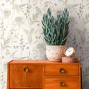 non-woven tapet med blomster og fugle hvid grøn - tapet med blomstermønster