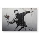 Alu-Dibond - Sølveffekt - Banksy - Flower Thrower – print på aluminium (Alu-Dibond)