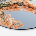 Vægcirkel Ferskenblomster i Assos - Shot by Clint – print på aluminium (Alu-Dibond)
