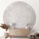 Blød mandala på grå-beige fototapet - Bloomery Decor - Rundt - Selvklæbende/ikke-vævet