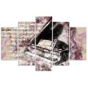 5 stykke lærredstryk Piano abstrakt vintage