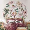 Fototapet - UN Designs - Blomster i kunstnerisk stil - rund - vliesetapet/selvklæbende non-woven tap