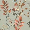Blomstret tapet med blade grøn terracotta - naturmotiv med ranker - Ikke-vævet tapet