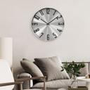 Moderne Wanduhr im Metallic-Look aus Aluminium, silber | Ø 30 cm