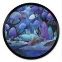 Póster Bosque encantado en azul noche - DigitalArtsi - Redondo
