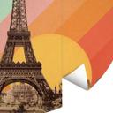 Fotomural Bodart - Torre Eiffel retro con arco iris - Redondo - Papel pintado autoadhesivo/no tejido