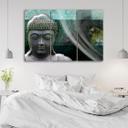 3 stykke lærredsprint, Zen Buddha turkis wellness