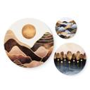 Tableau sur alu-Dibond rond Fredriksson - Montagnes dorées (set 3 pièces)