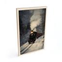 Billede af træ damplokomotiv i en snedækket skov - Melloi Art Prints