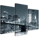 3 stykke lærredstryk, New York Skyline Manhattan sort og hvid