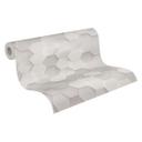 A.S. Creation 3D grafisk tapet i hvid og grå non-woven tapet med honeycomb mønster