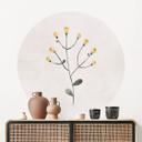 Vinilo decorativo Planta delicada con flores amarillas - Goed Blauw - Redondo