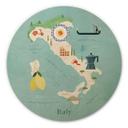 Cuadro de madera mapa de Italia - Rivers - Redondo