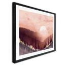 Póster de una puesta de sol rosa sobre el bosque - SpaceFrog Designs