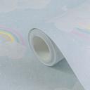 Papel pintado Nube con arco iris azul colorido - papel pintado cuarto de niños con pájaros