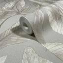 Papel pintado no tejido flores, hojas naturaleza floral en beige 