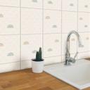 Azulejos Adhesivos Boho - abanico crema rojo marrón verde - lote de 12