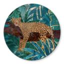 Glasbillede - Leopard i smaragdgrøn jungle - Manovski - Rund