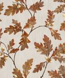 Papel pintado no tejido con motivo de hojas con castañas gris, marrón floral
