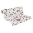 Blomstertapet blomster akvarel - Ikke-vævet tapet i lilla grøn beige - romantisk blomstertapet