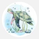 Sticker mural Kvilis - Tortue au fond de la mer - Rond