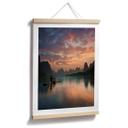 Póster Zhang - Paisaje fluvial asiático al atardecer