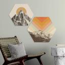 Hexagon Dibond Bodart - Retro Mountain Landscape