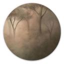 Houten Wanddecoratie Bosmagie in de ochtendnevel Beige - Ms Tiff - Rond