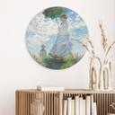 Billede Monet - Kvinde med parasol - Madame Monet og hendes søn - rund – print på aluminium