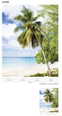 Palmetræ på stranden tapet Fototapet Grøn, Blå, Blomster 2,70 x 2,12 m