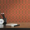 retro tapet i grafisk stil grøn orange - vintage geometrisk non-woven tapet