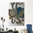 Geborsteld Alu-Dibond met goud-, zilver- & kopereffect - Gouden octopus - SpaceFrog Designs