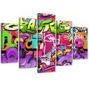 5 stykke lærredstryk Graffiti abstraktion