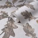 Papel pintado no tejido con motivo de hojas con castañas gris, marrón floral
