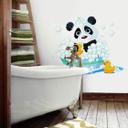 Panda i boblebad - wallsticker