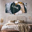 5 stykke lærredstryk Heart Wood Love Shabby