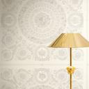 Versace ikke-vævet tapet Heritage Baroque Medallion Floral White Grey luksuriøst elegant