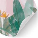 Vinilo decorativo de pared Ilustración botánica en verde y rosa - Goed Blauw - Redondo